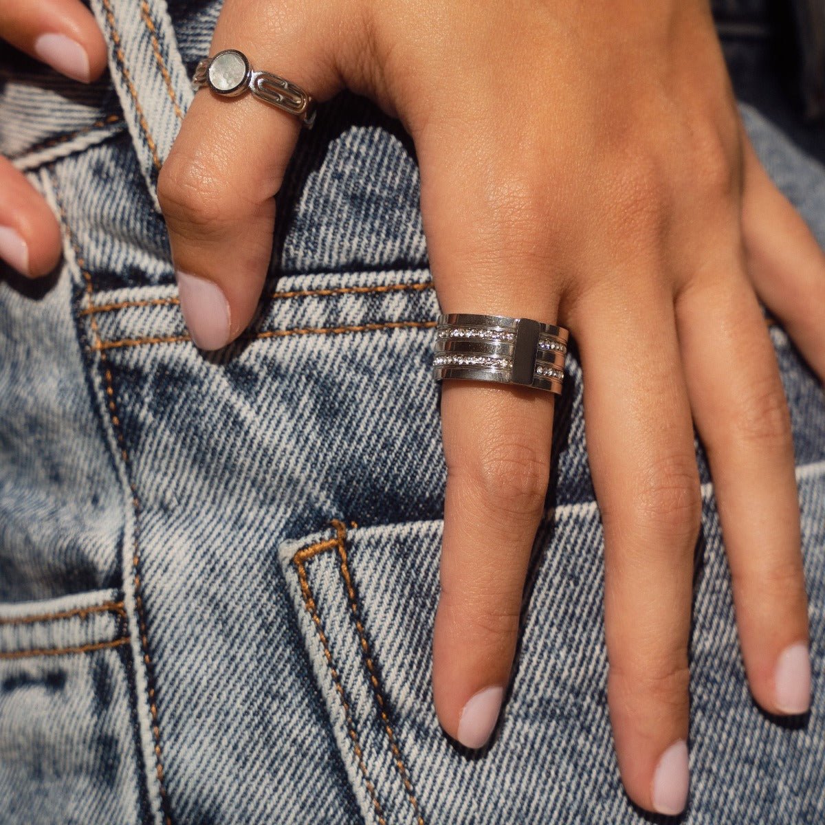 Anillo Caviar Stack - Plata