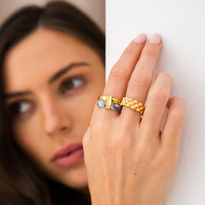 Anillo Capas Rich Bañado en Oro 18K