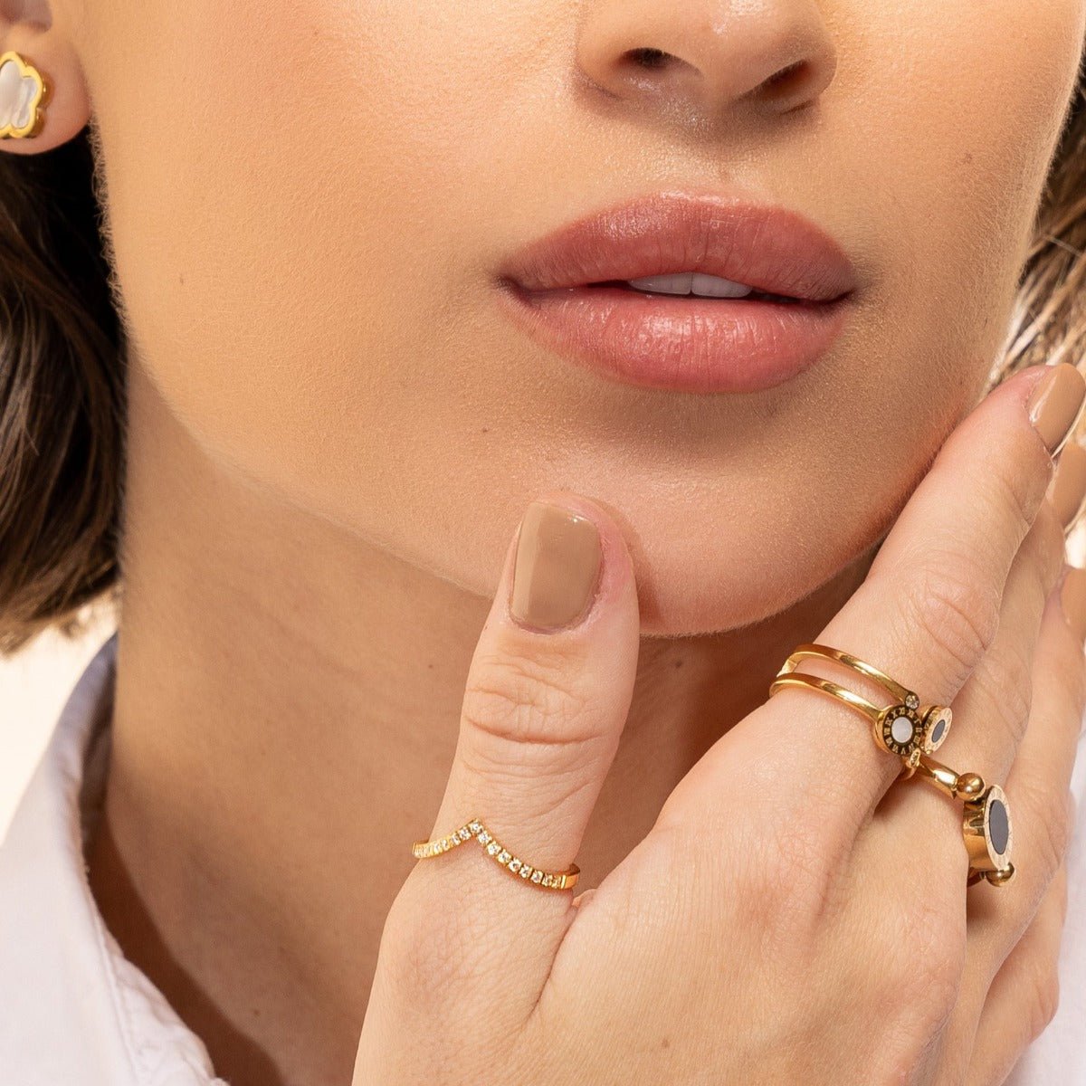 Anillo Trinity Zirconia Bañado en Oro 18K