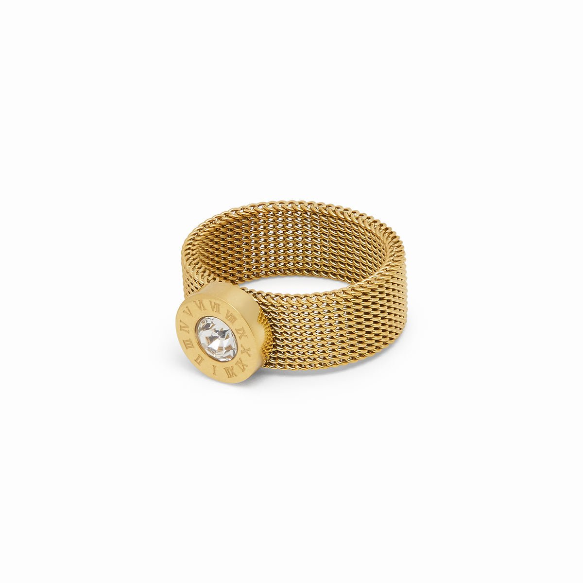 Anillo Roman Malha Bañado en Oro 18K