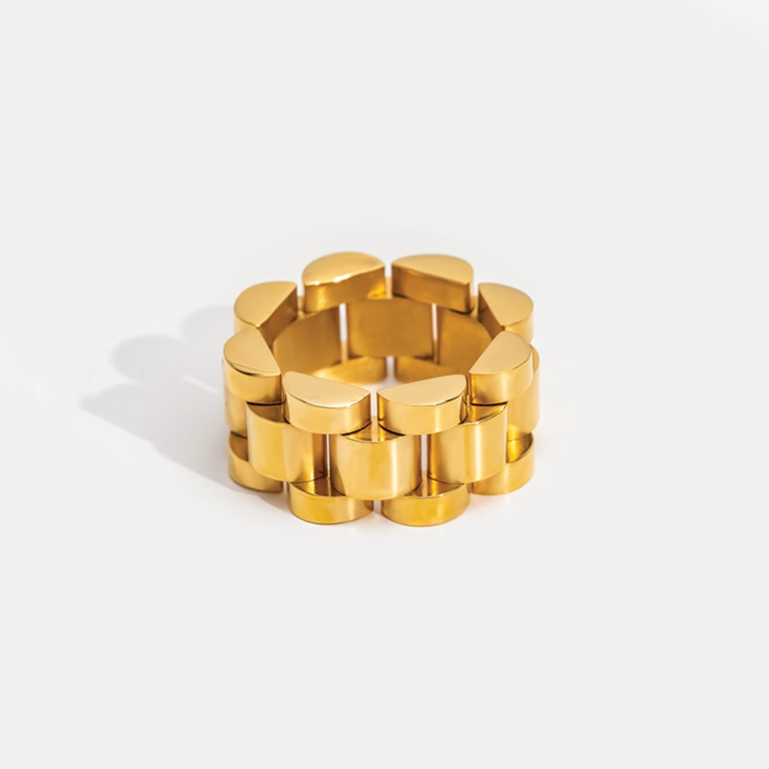 Anillo Beauty Largo Elos Minimalista Bañado en Oro 18k