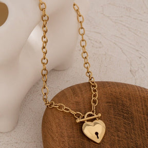 Collar Amor Eterno  Corazón Folheado A Oro 18k