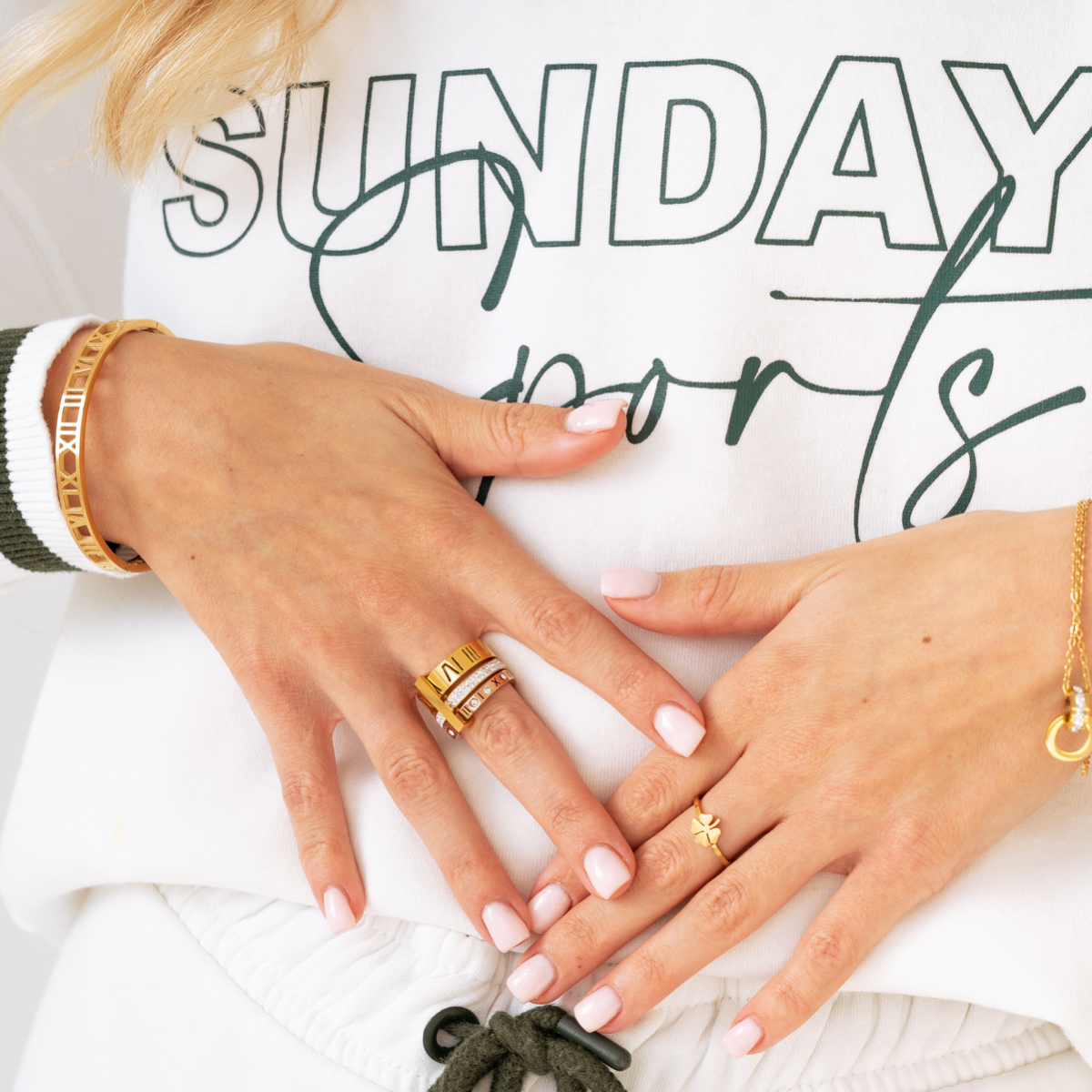 Anillo Aro Triplo Algarismo Romano Bañado en Oro 18K