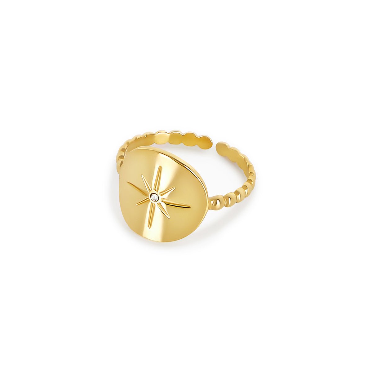 Anillo Ajustable Estrela Náutica Bañado en Oro 18k