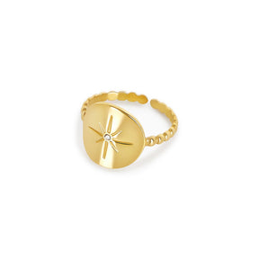 Anillo Ajustable Estrela Náutica Bañado en Oro 18k
