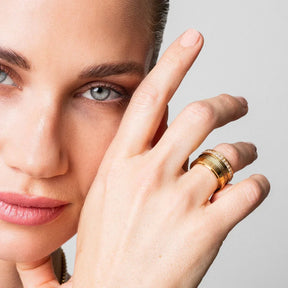 Anillo Arame e Cristais Bañado en Oro 18k