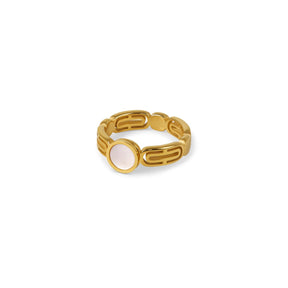 Anillo Athena Piedra Madrepérola Bañado en Oro 18K