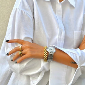 Anillo Beauty Largo Elos Minimalista Bañado en Oro 18k