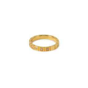 Anillo Blocos de Piedra Bañado en Oro 18K