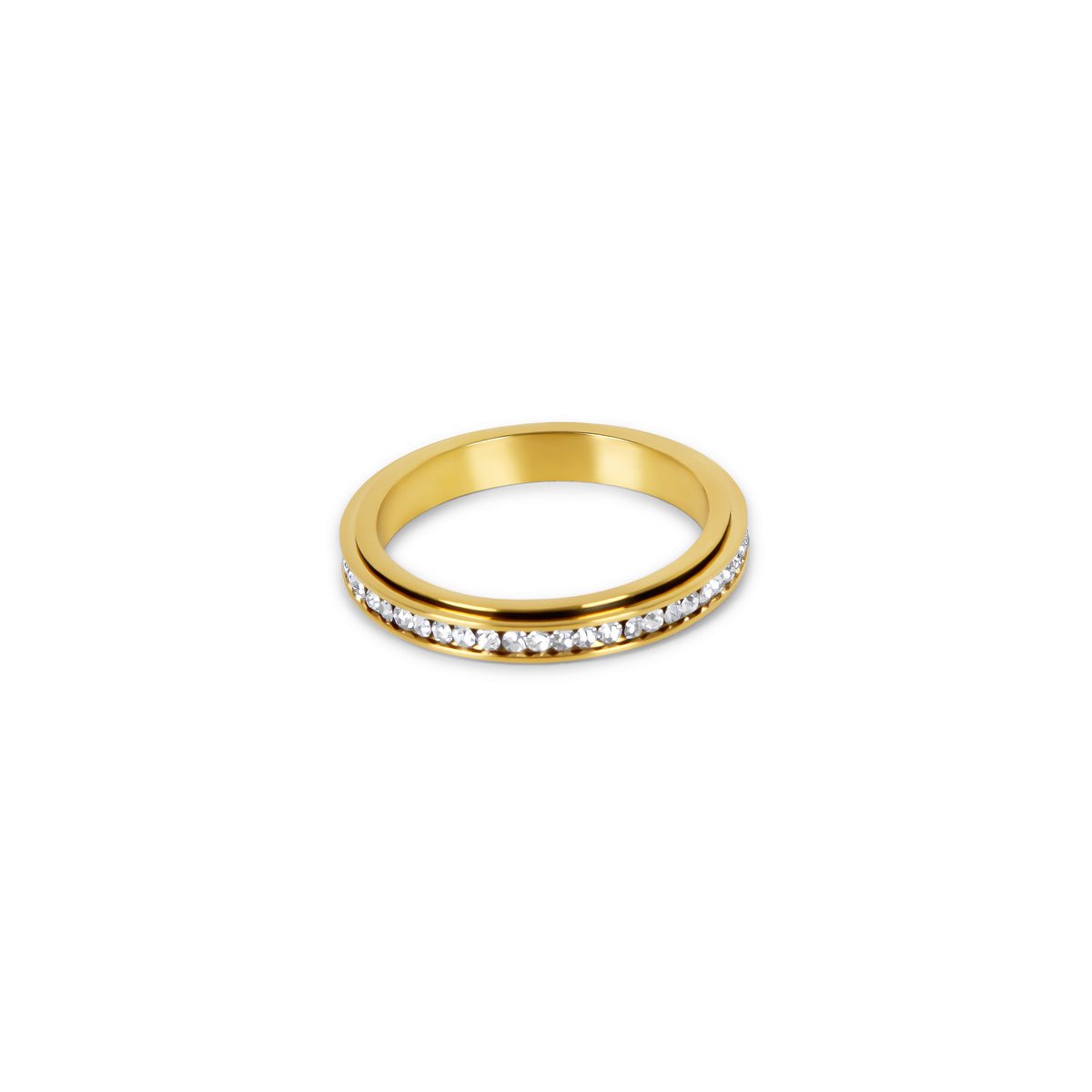 Anillo Brilhante Rotativo Bañado en Oro 18k