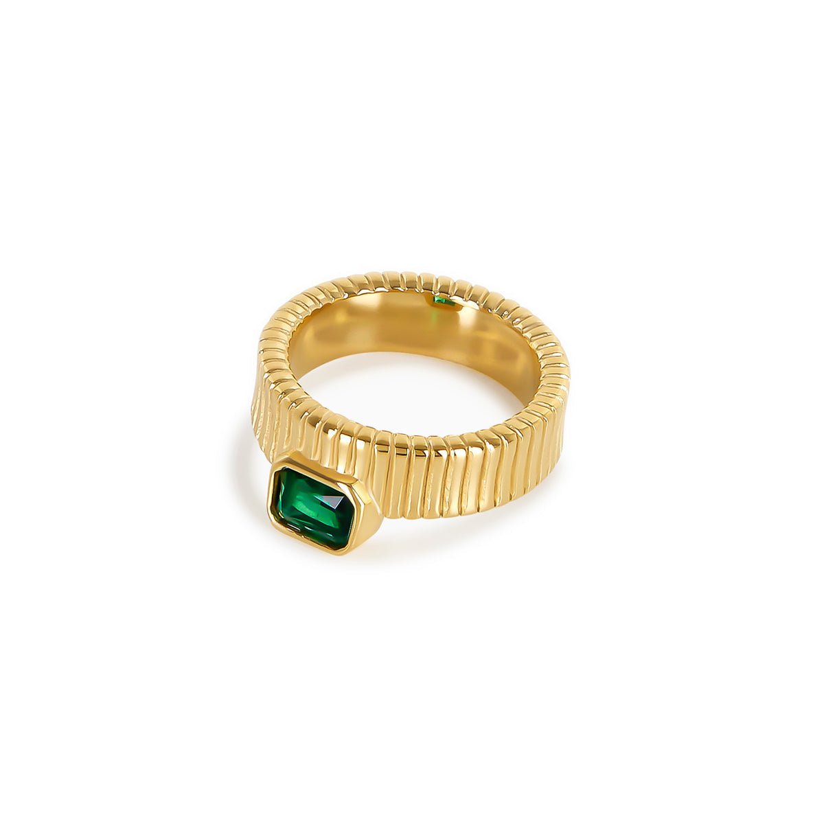 Anillo Capri Esmeralda Bañado en Oro 18k