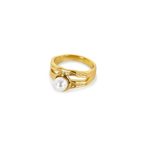 Anillo Catalina Pérola Solitário Bañado en Oro 18k