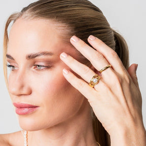 Anillo Catalina Pérola Solitário Bañado en Oro 18k