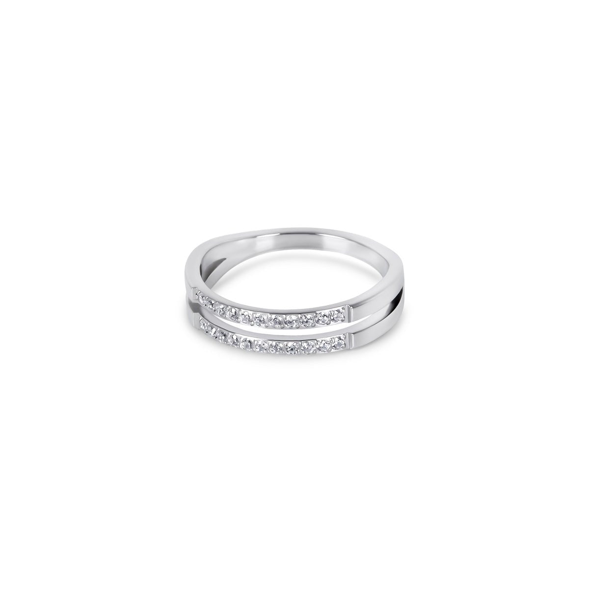 Anillo Duplo Brilhantes - Plata