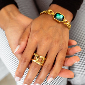 Anillo Elo Duplo Bañado en Oro 18K