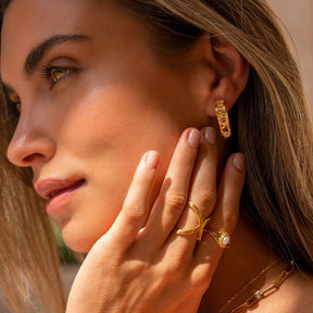 Anillo em X Bañado en Oro 18K