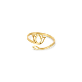 Anillo Flor de Lótus Bañado en Oro 18K