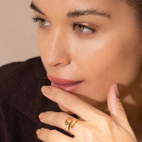 Anillo Flor de Lótus Bañado en Oro 18K