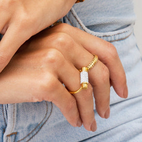 Anillo Glitz Giratório Bañado en Oro 18K