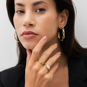 Anillo Glitz Giratório Bañado en Oro 18K