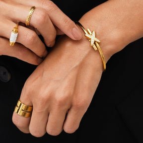 Anillo Hi-lo Chunky Bañado en Oro 18K