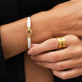 Anillo Hi-lo Chunky Bañado en Oro 18K