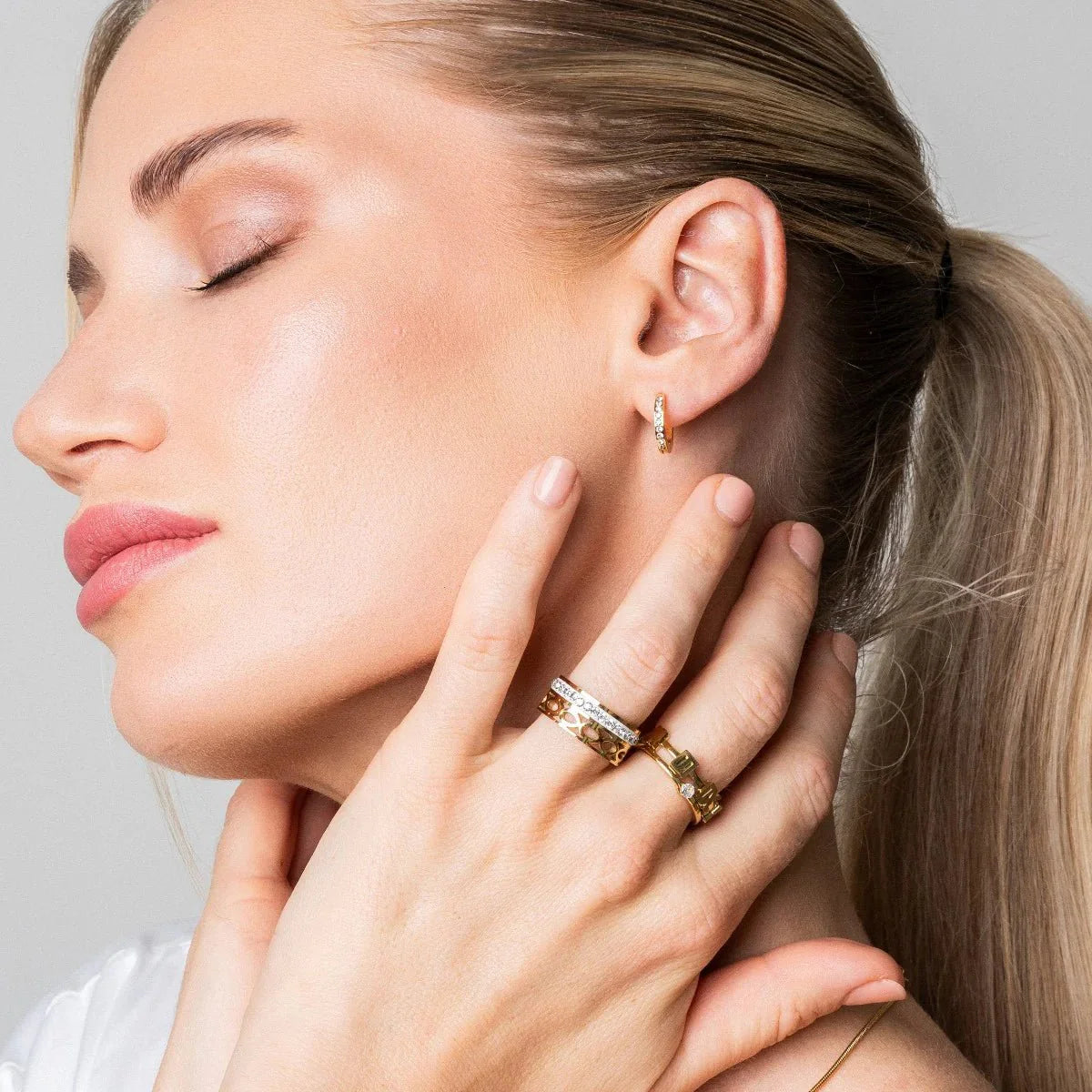 Anillo Mosaico Bañado en Oro 18k