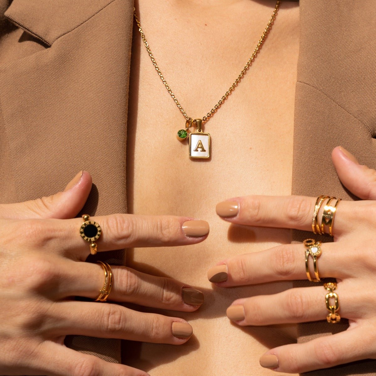 Anillo Olho Grego Ajustable Bañado en Oro 18K