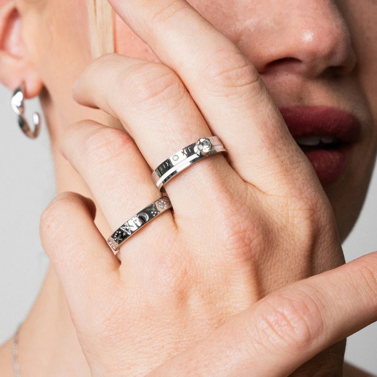 Anillo Rainha Piedra Cristal - Plata