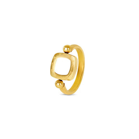 Anillo Square Charm Giratorio Bañado en Oro de 18k