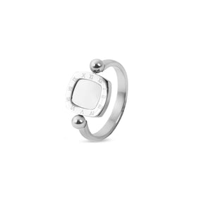 Anillo Square Charm Giratório - Plata