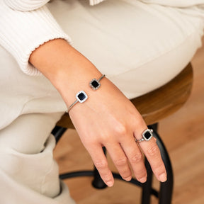 Anillo Square Charm Giratório - Plata