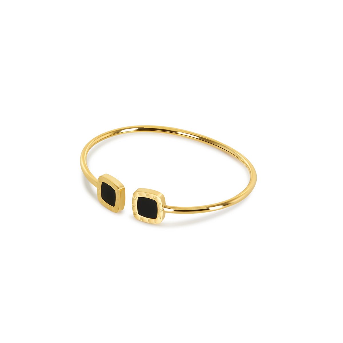 Brazalete Bella Ônix Bañado en Oro 18k