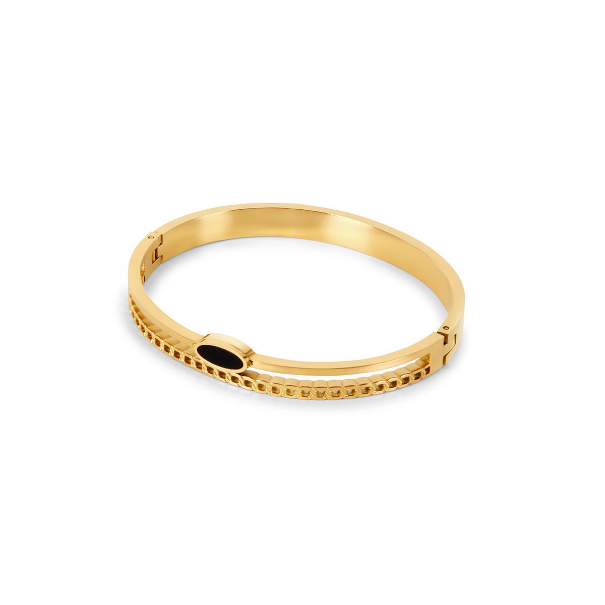 Brazalete Capas Ônix Bañado en Oro 18k