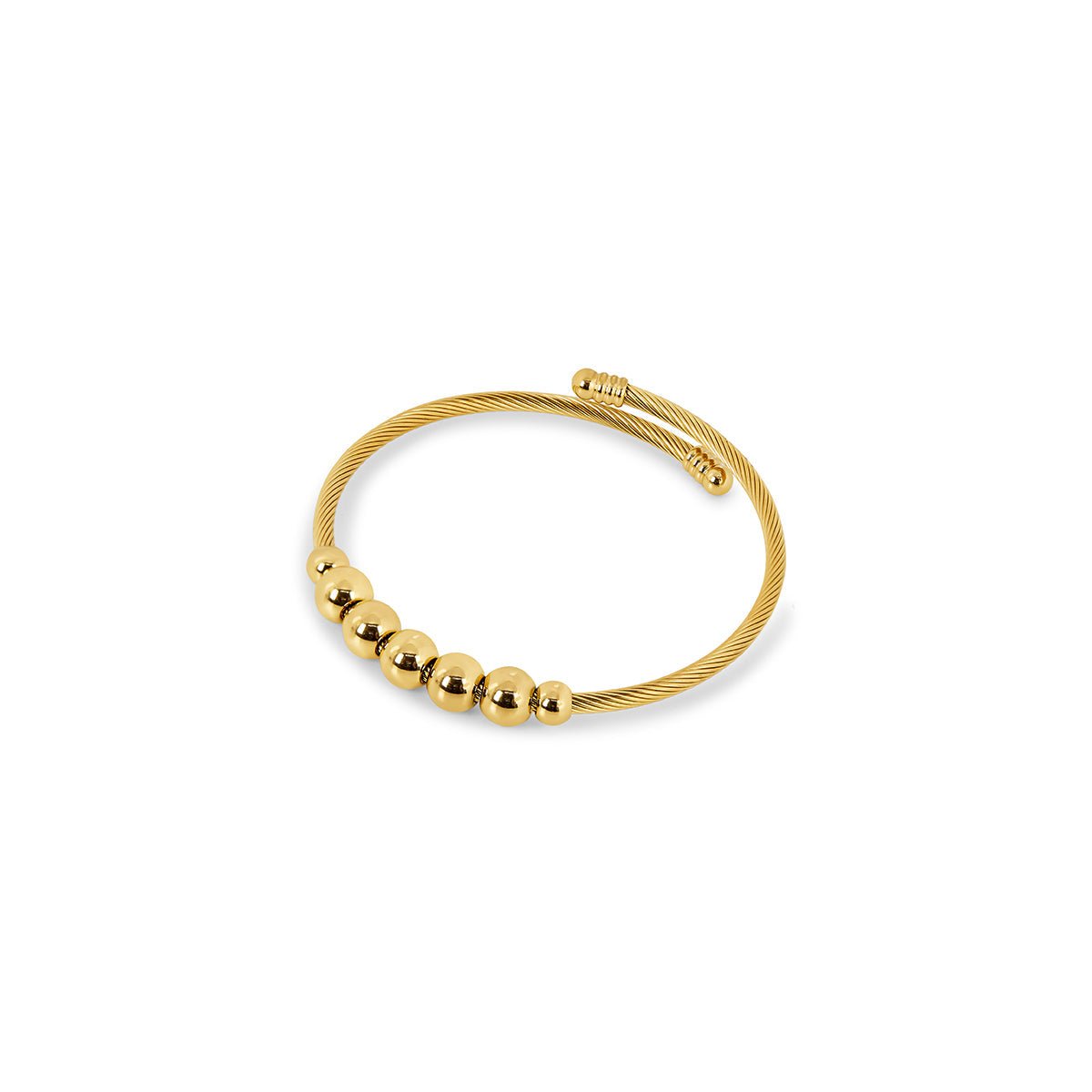 Brazalete Anti-stress Ajustable Esferas Bañado en Oro 18K