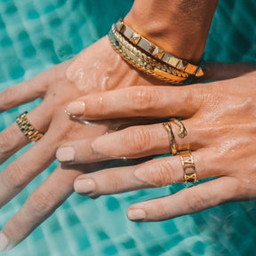 Brazalete Folhas Dourada Bañado en Oro 18k