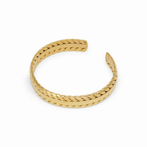 Brazalete Folhas Dourada Bañado en Oro 18k