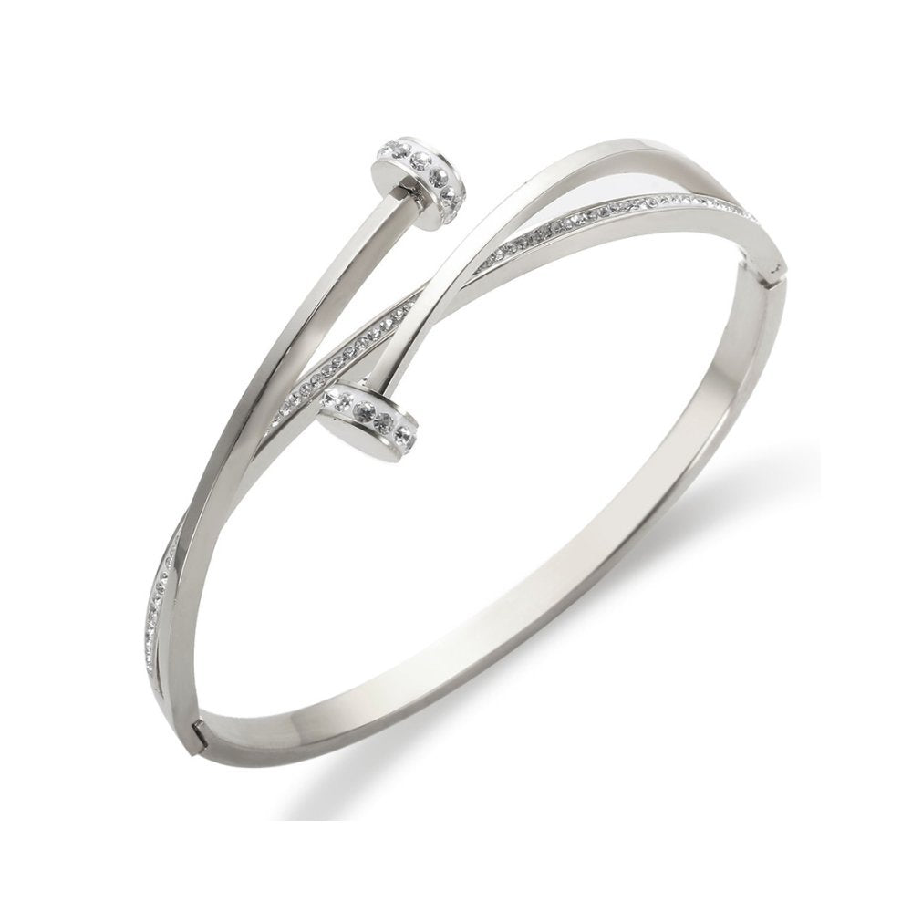 Brazalete Prego Zirconia - Plata