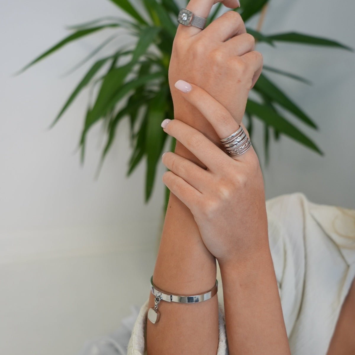 Brazalete Square Charm - Plata