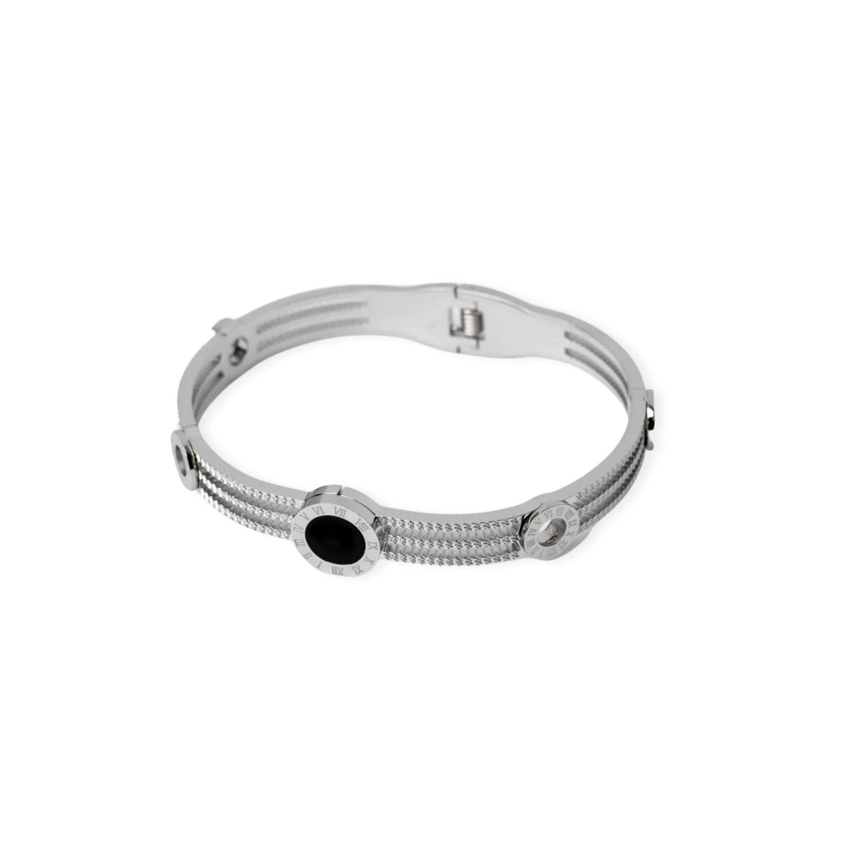 Brazalete Tríplice Ónix - Plata
