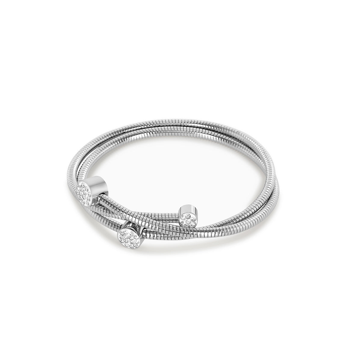 Brazalete Espiral Cristais - Plata