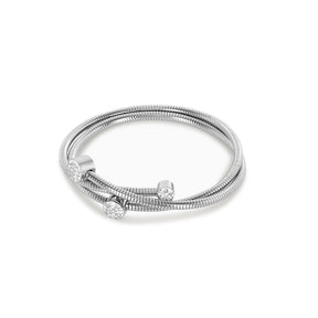 Brazalete Espiral Cristais - Plata