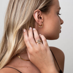 Aro Argola Quadrado Bañado en Oro 18k