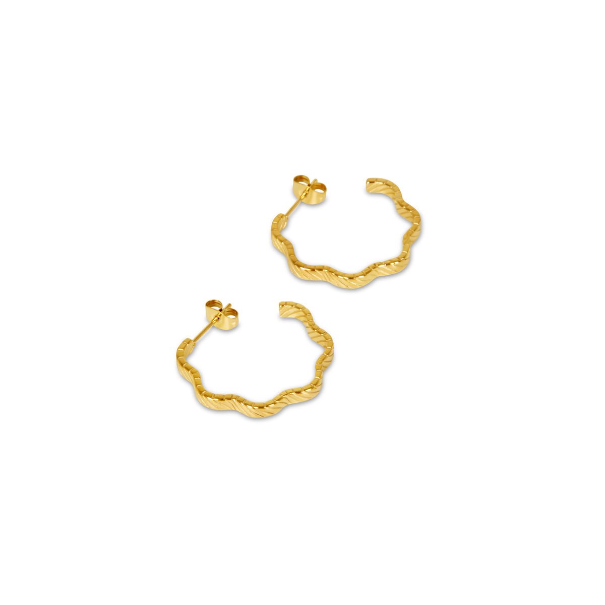 Aro Argola Wavy Texture Bañado en Oro 18k