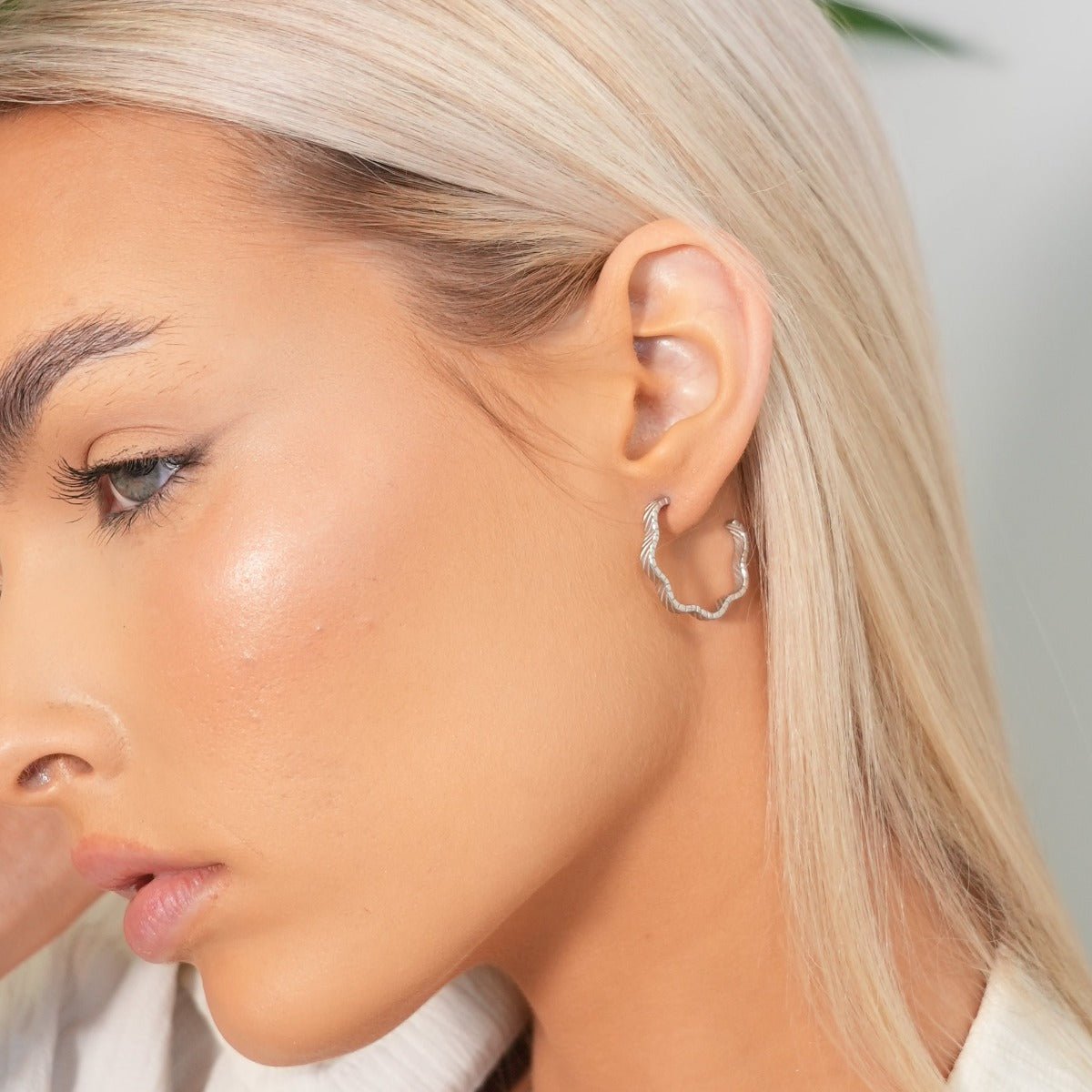 Aro Argola Wavy Texture - Plata