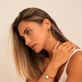 Aro Cadena Elisabeth Zirconia Esmeralda Bañado en Oro 18K