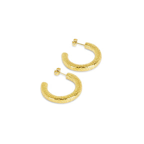 Aro de Argola Textura Bañado en Oro 18K