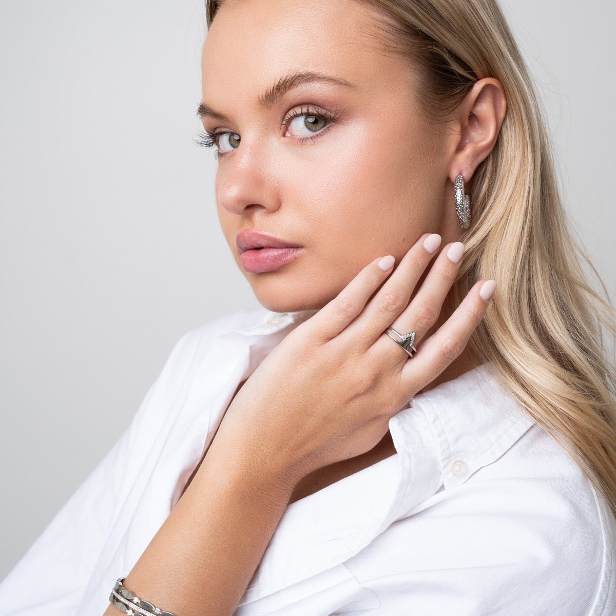 Aro de Argola Textura - Plata