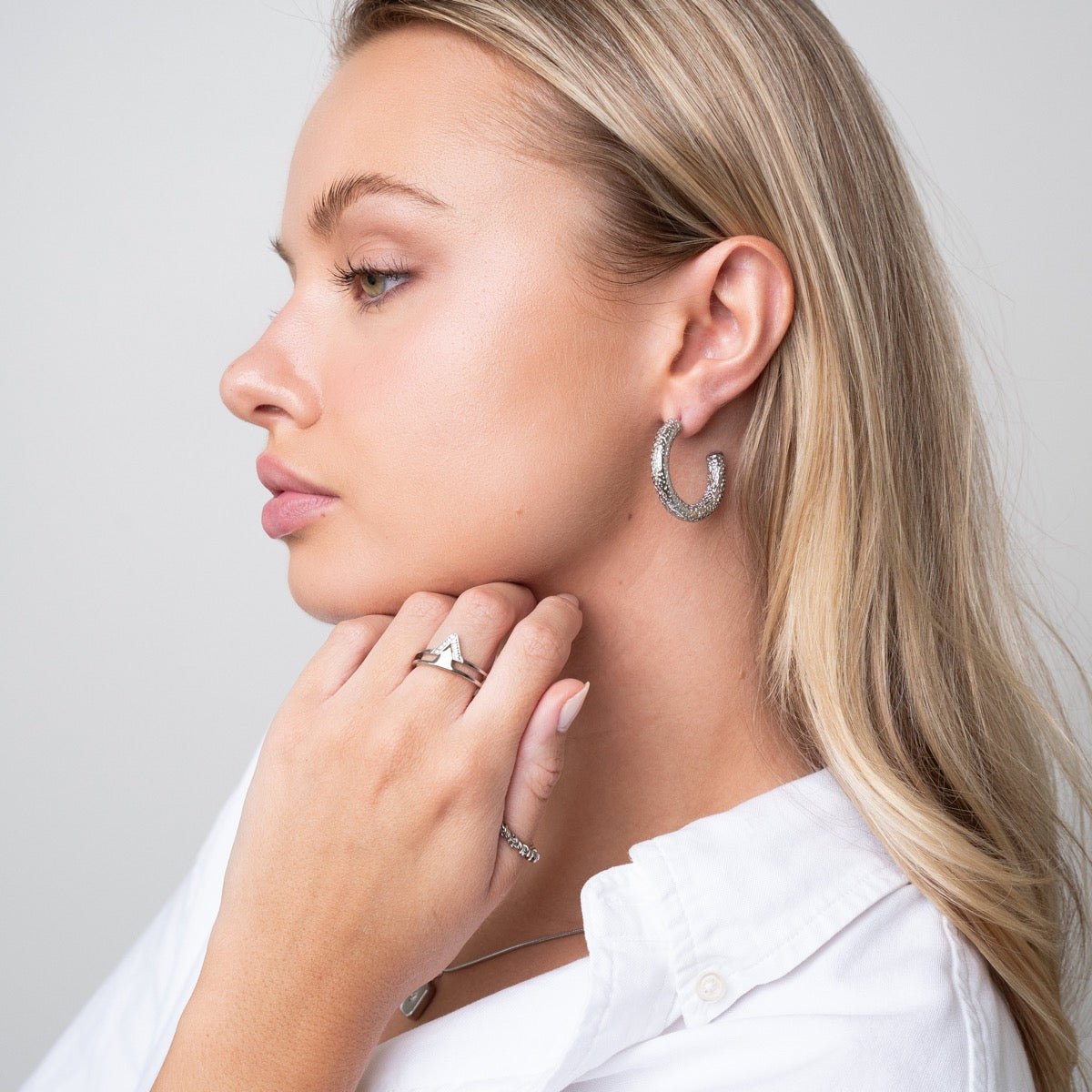 Aro de Argola Textura - Plata