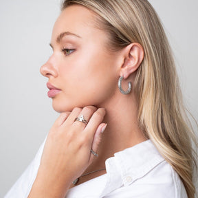 Aro de Argola Textura - Plata